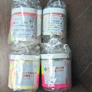 NEW Set of (4) AMINNAH Birthday Cake Whipped Body Butter / Scrub / Soap